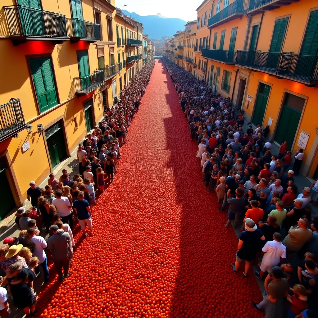 Detalle de la fiesta de La Tomatina